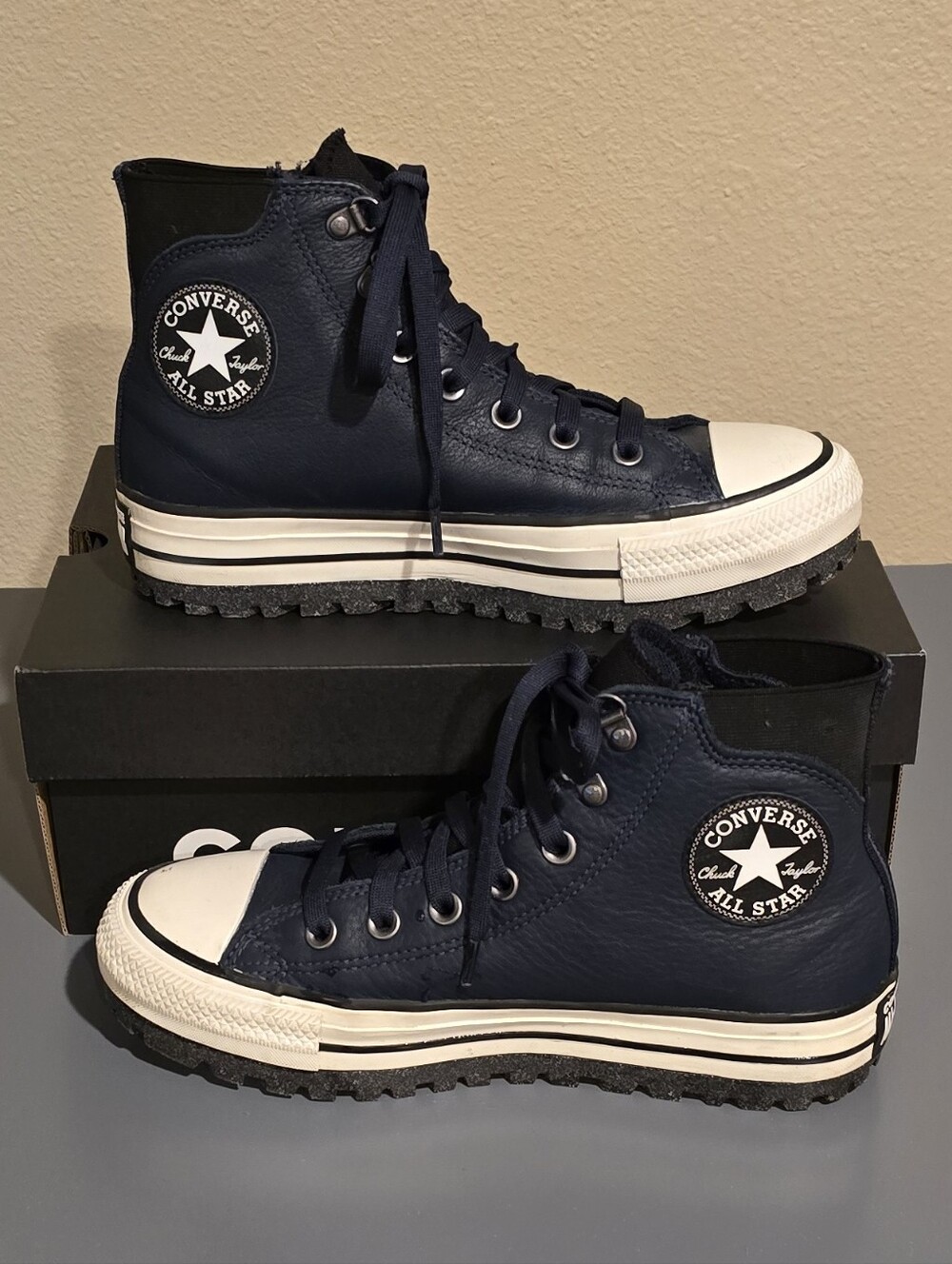 Converse Chuck Taylor All Star City Trek Waterproof Leather Boots Navy Blue Wome - Picture 8 of 13